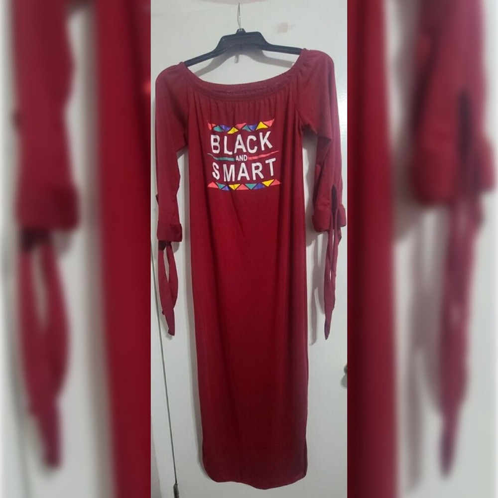 Graphic off the shoulder tshirt dress.